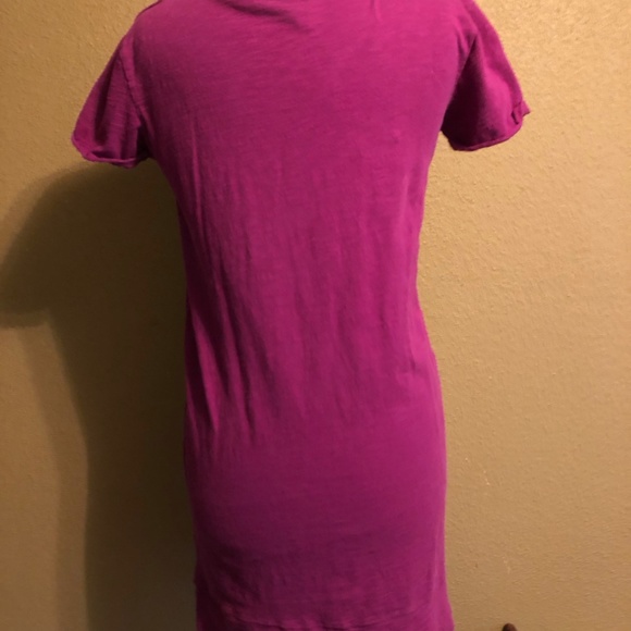 Purple cotton Mini dress with Brass buttons - Picture 3 of 5